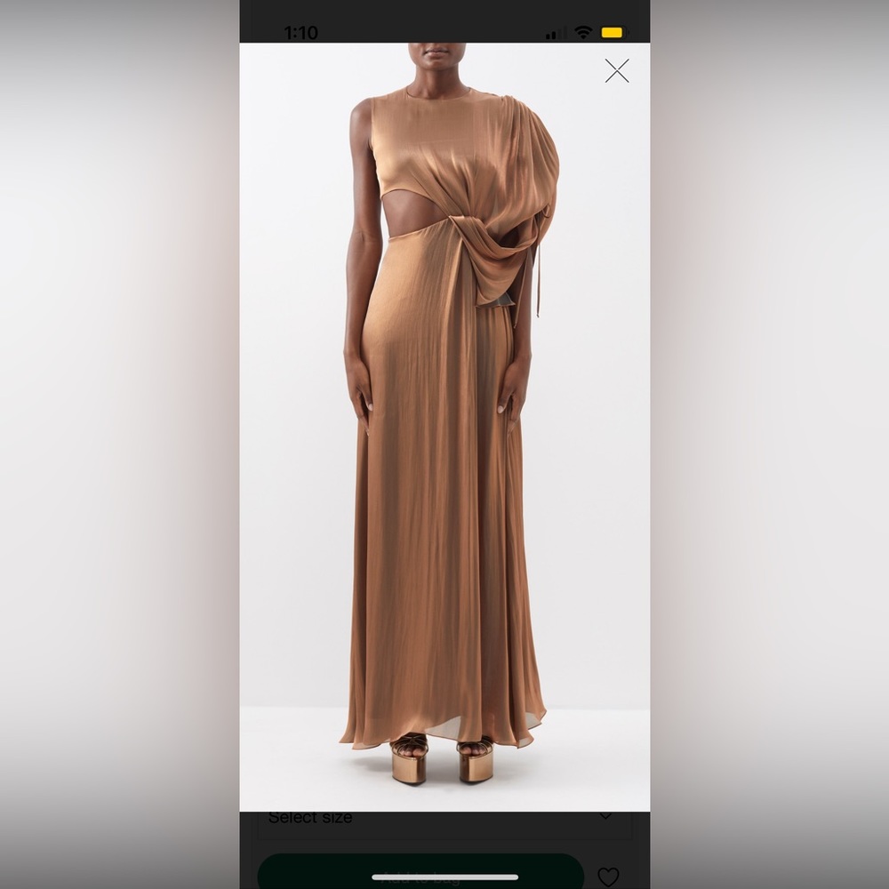 HALPERN METALLIC DRAPE SLEEVE GOWN - NWT! Size 0.